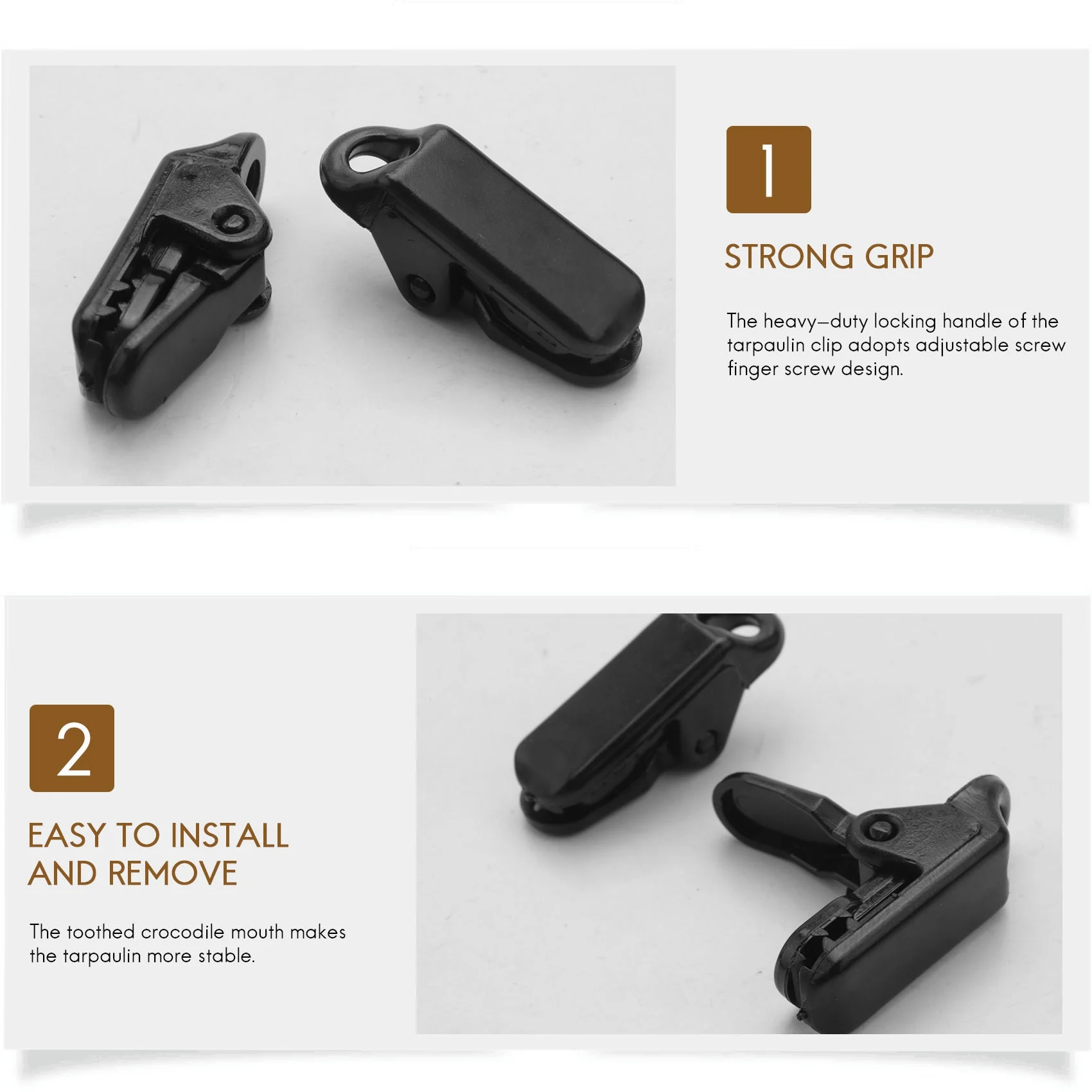 A21Q -50Pcs Sail Tarp Clips Secures Clamp With Strong Lock Grip For Outdoor Camping,Tent,Awning,Banner Tighten Hardware Kit