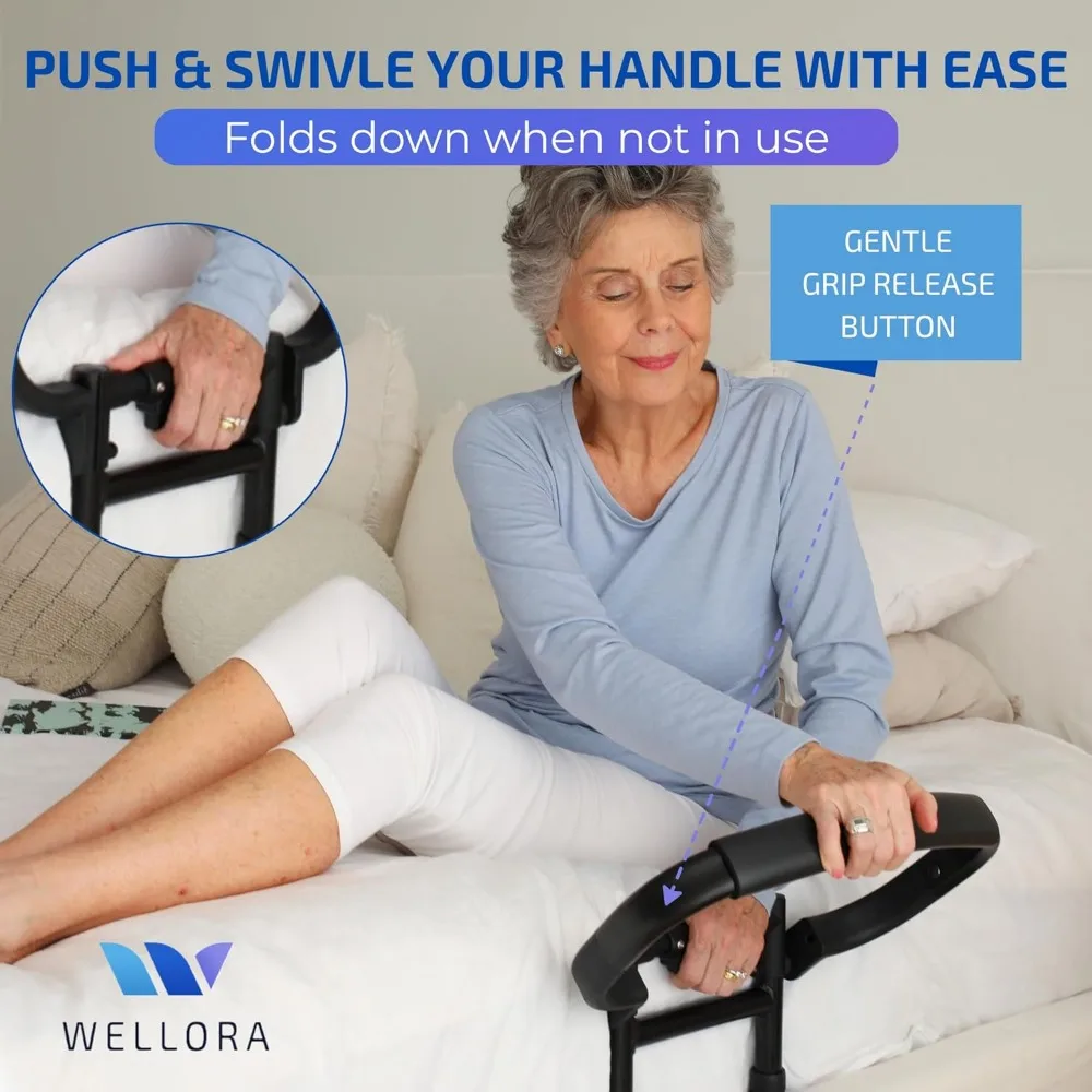 Foldable Adjustable Bed Safety Rail for Seniors - Supports 330lbs, Fits All Mattress Sizes