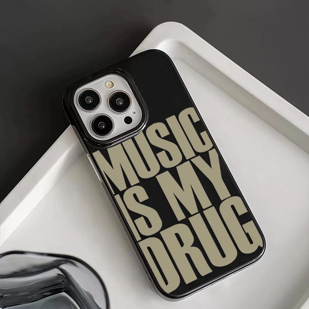 حافظة لهاتف آيفون 17 16 14 13 12 11 15 Pro Max Aia XR X XS Max MINI 78 Plus غطاء ناعم مقاوم للصدمات من Black MUSIC