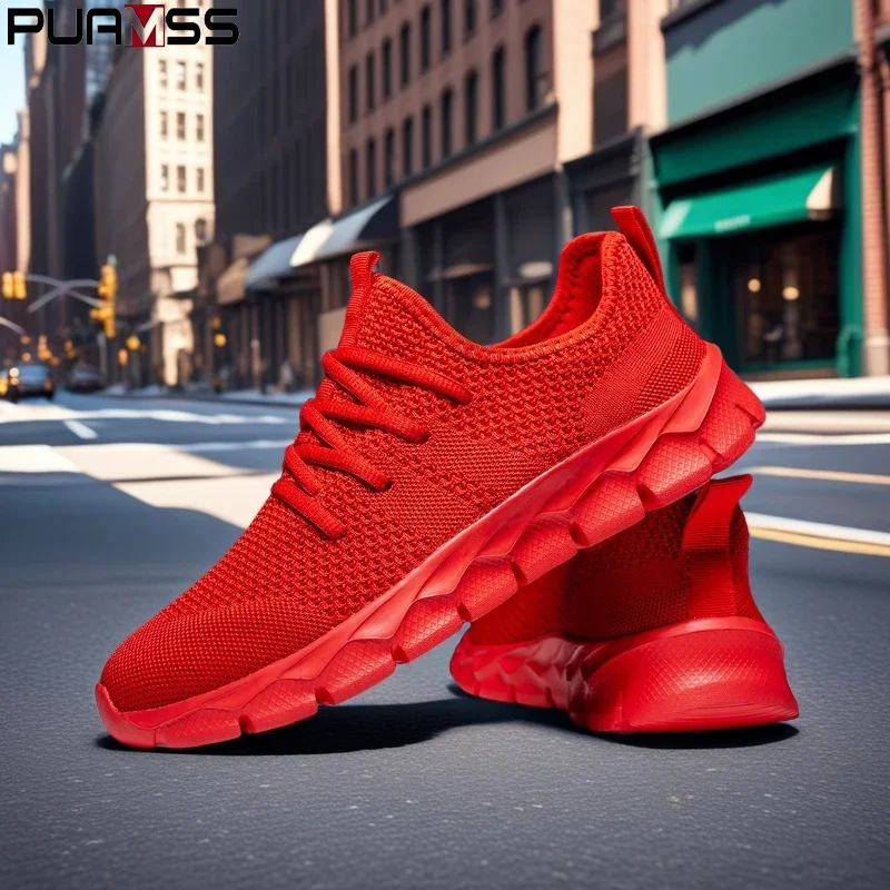 

PUAMSS Fashion Mesh Running Shoes Men Women Breathable Lightweight Cushioned Sole Sports Gym Outdoor Training Sneakers Quick Dry