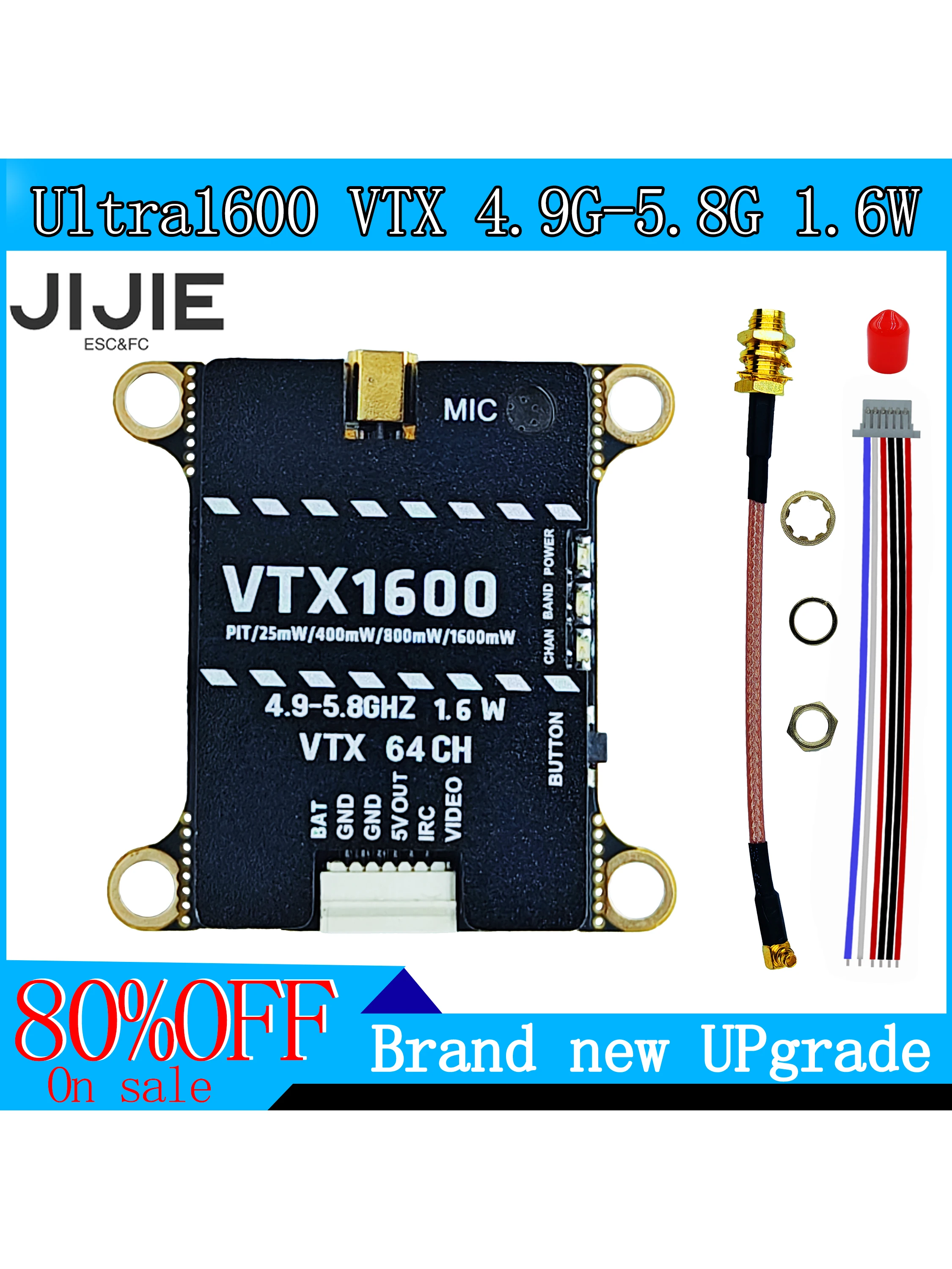 JIJIE Originele nieuwe 1.6W VTX 2.5W High Power VTX 48CH Digitale VTX Videozender voor RC FPV Lange Afstand Vaste-vleugel Drones - afbeelding 2