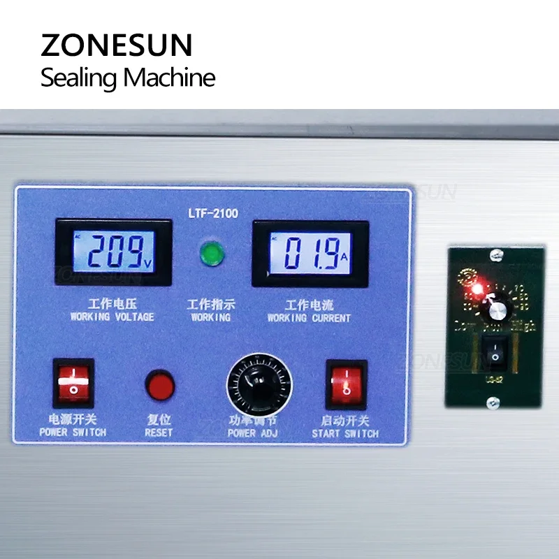 ZONESUN Automatic Aluminum Foil Sealing Machine Round Plastic Vial Bottle Lid 22-180mm ZS-FK2100