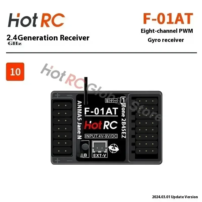 HOTRC 2.4 Ghz 4/6/8 canaux F-04AT F-06AT F-08AT F-01AT récepteur gyroscopique de contrôle de la lumière PWM pour émetteur RC voiture bateau avion réservoir