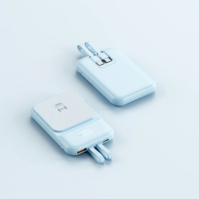 Wireless Charging Magnetic Power Bank with Built-in Cable 10000mAh Portable Power Bank