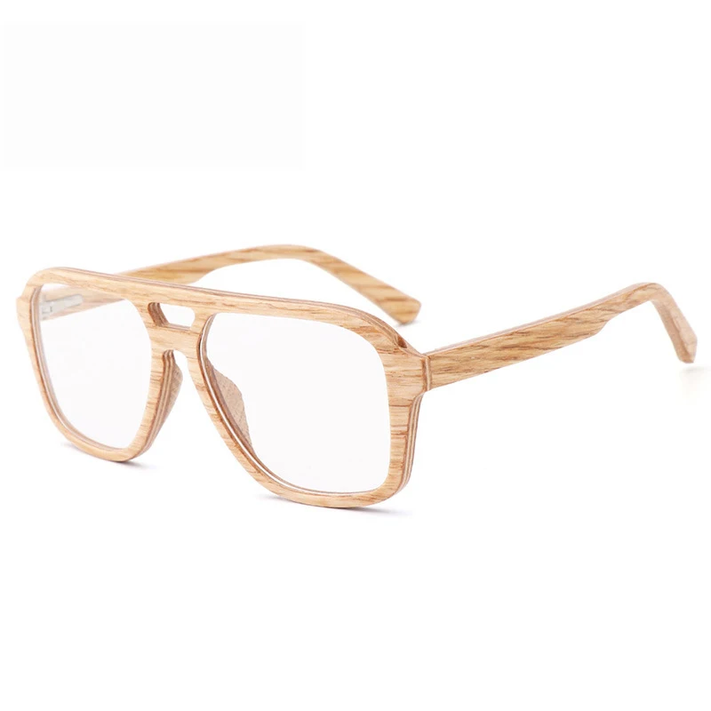 HDCRAFTER 100% Natural Wood Glasses Frame for Men Oversized Wooden Myopia Prescription Optical Glasses Spectacle Clear Lens 5623