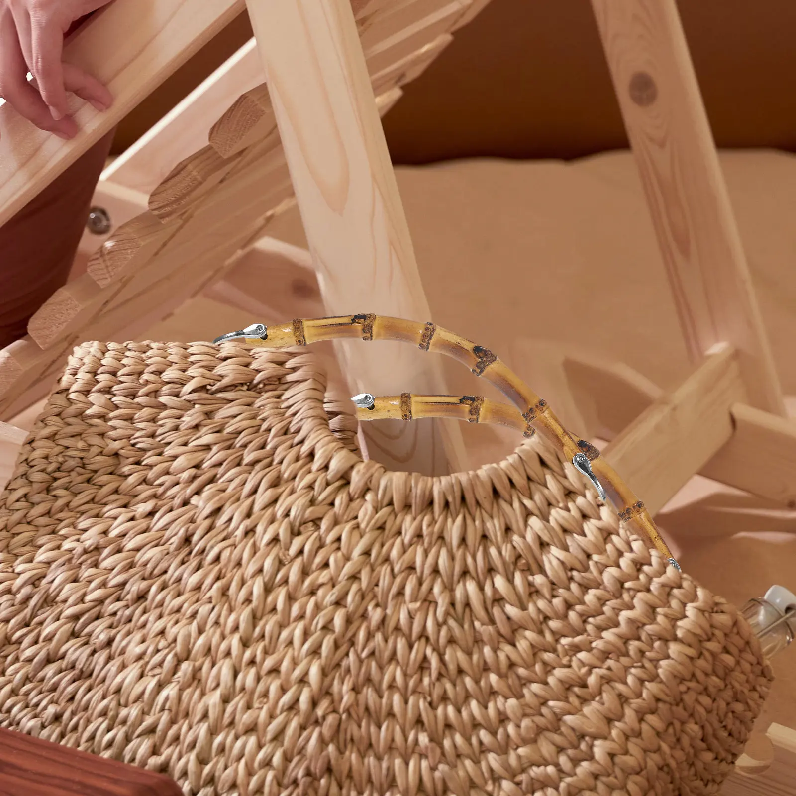 1Pcs Bamboo Bag Handle Delicate Lightweight DIY Handbag Handle Replacement Ring for Carrying Bag Making Accessories