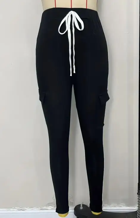 Pantalon de sport serré taille haute pour femmes, poches à la mode et à la mode, pantalon serré de neuf pouces, blocage de couleur