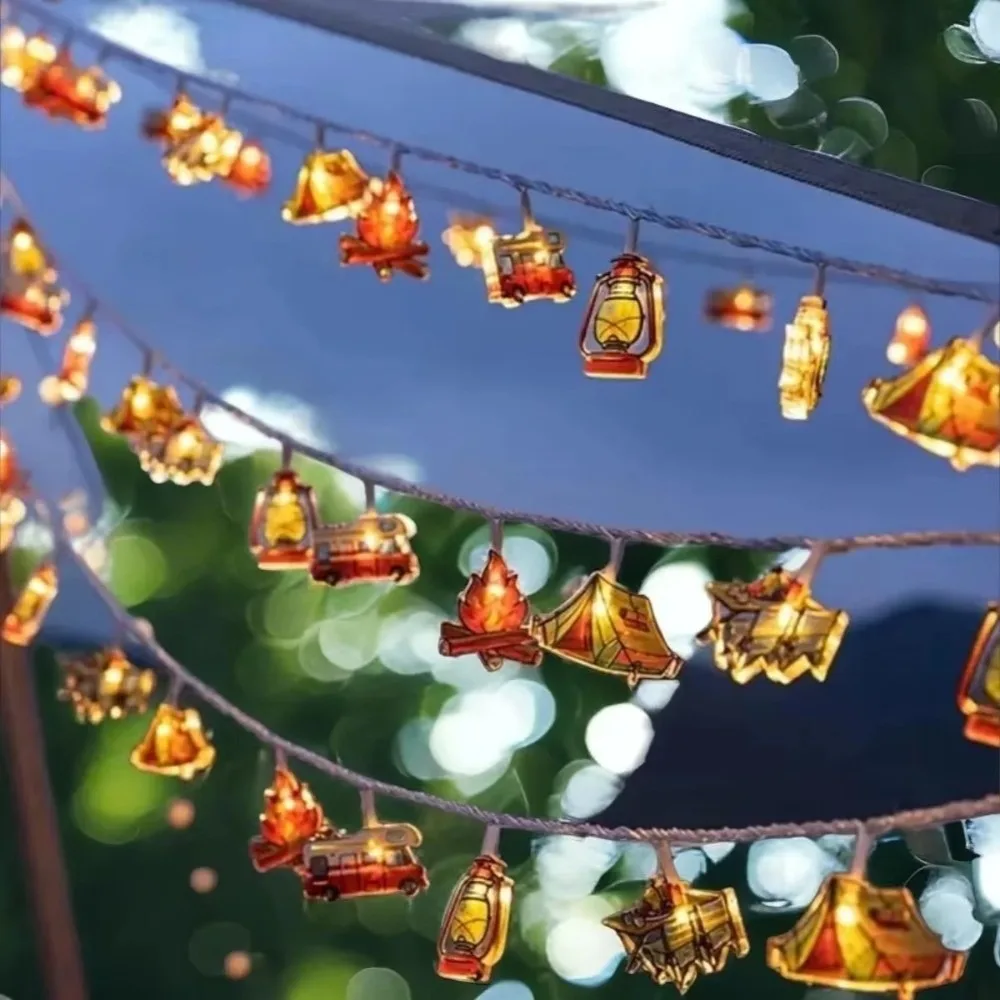 Festive Camping Pattern LED String Light Decorative 300cm Christmas String Light Atmosphere Lamp Christmas Season