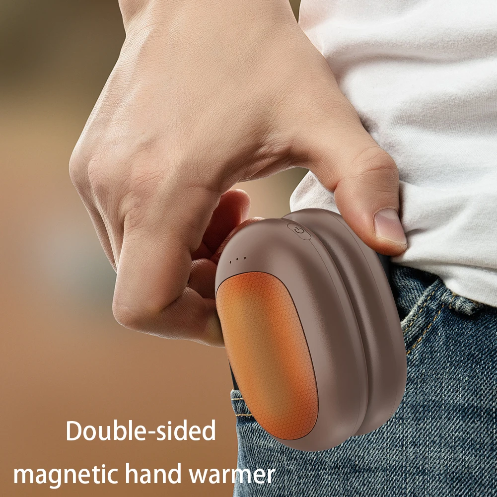 Magnetic Rechargeable Hand Warmers Double-Sided Heating Electric Hand Warmer Pocket Heater Portable Handwarmer Indoor Outdoor