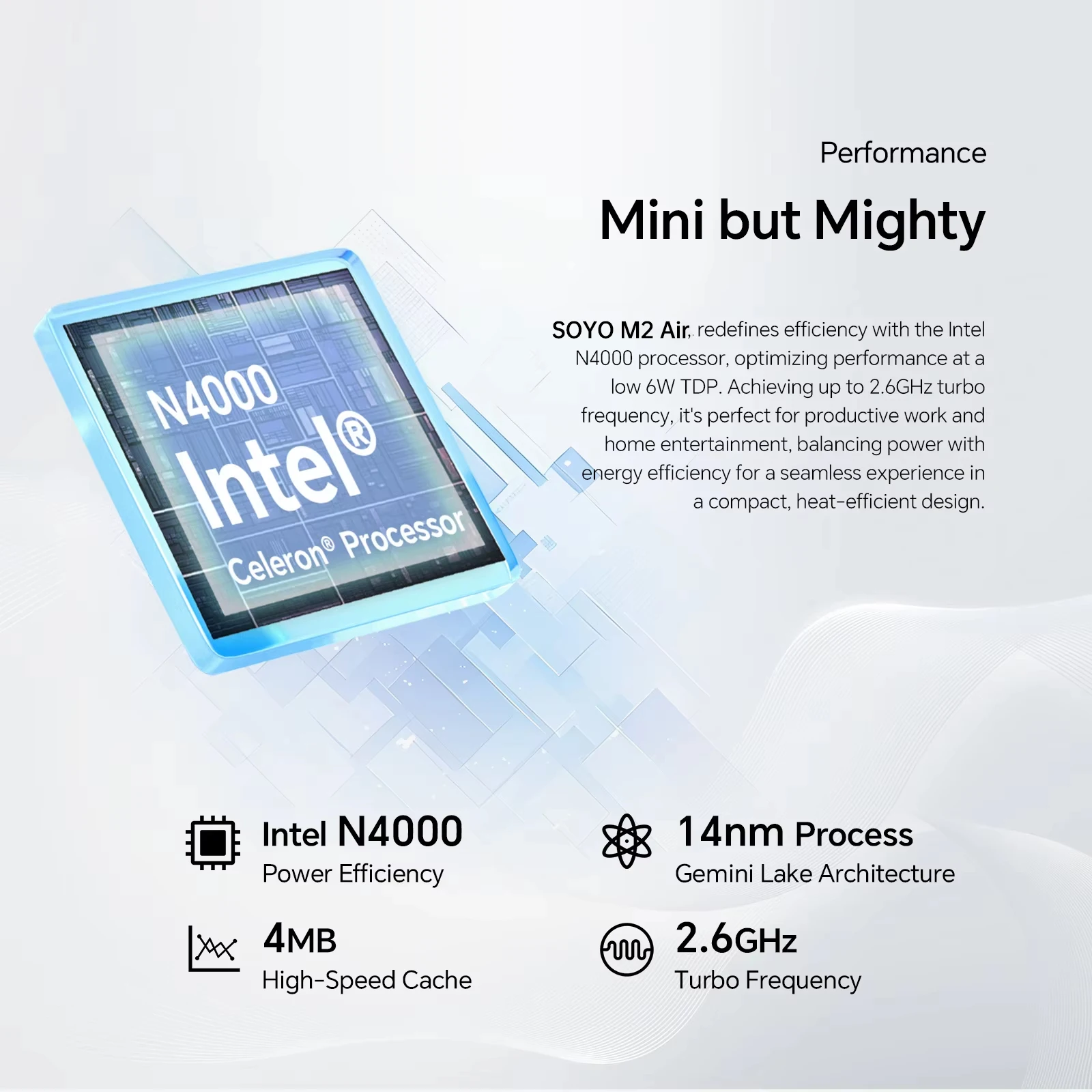 SOYO M2  Mini PC: Powerful 6GB RAM, 64GB EMMC, Intel N4000, Windows 11 Pro - Compact & Ideal for Home, Business & Gaming