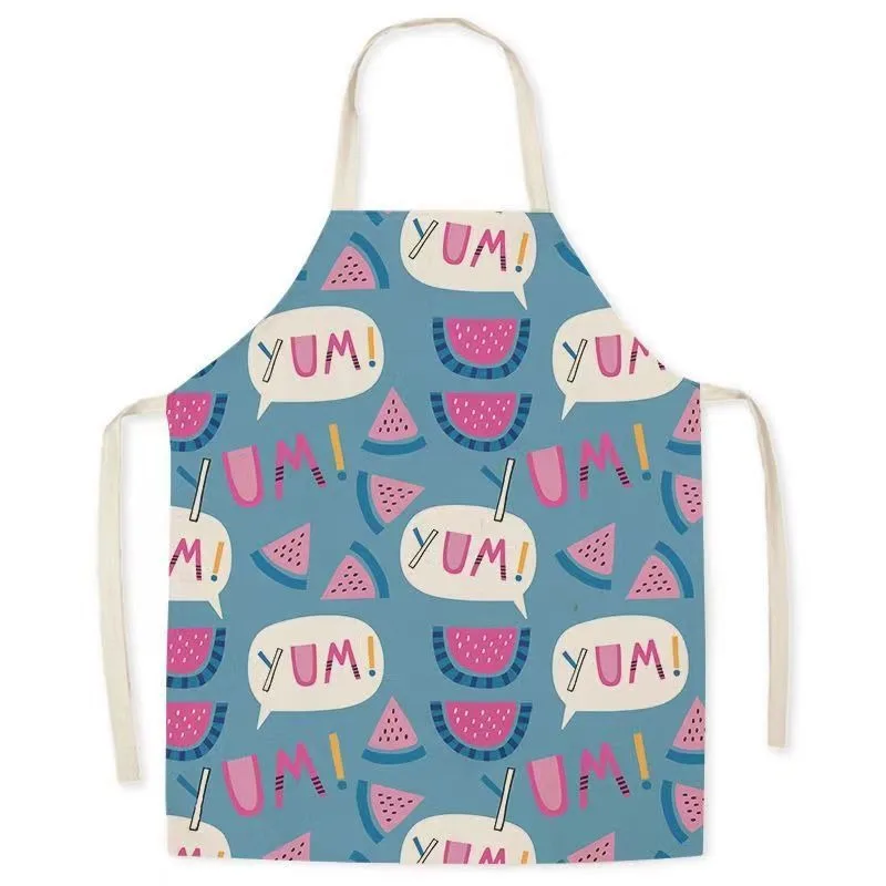 Fruit Adult Linen Sleeveless Apron Cartoon Cute Strawberry Pattern Kitchen Cooking Baking Bib Housework Cleaning Men\'s Apron