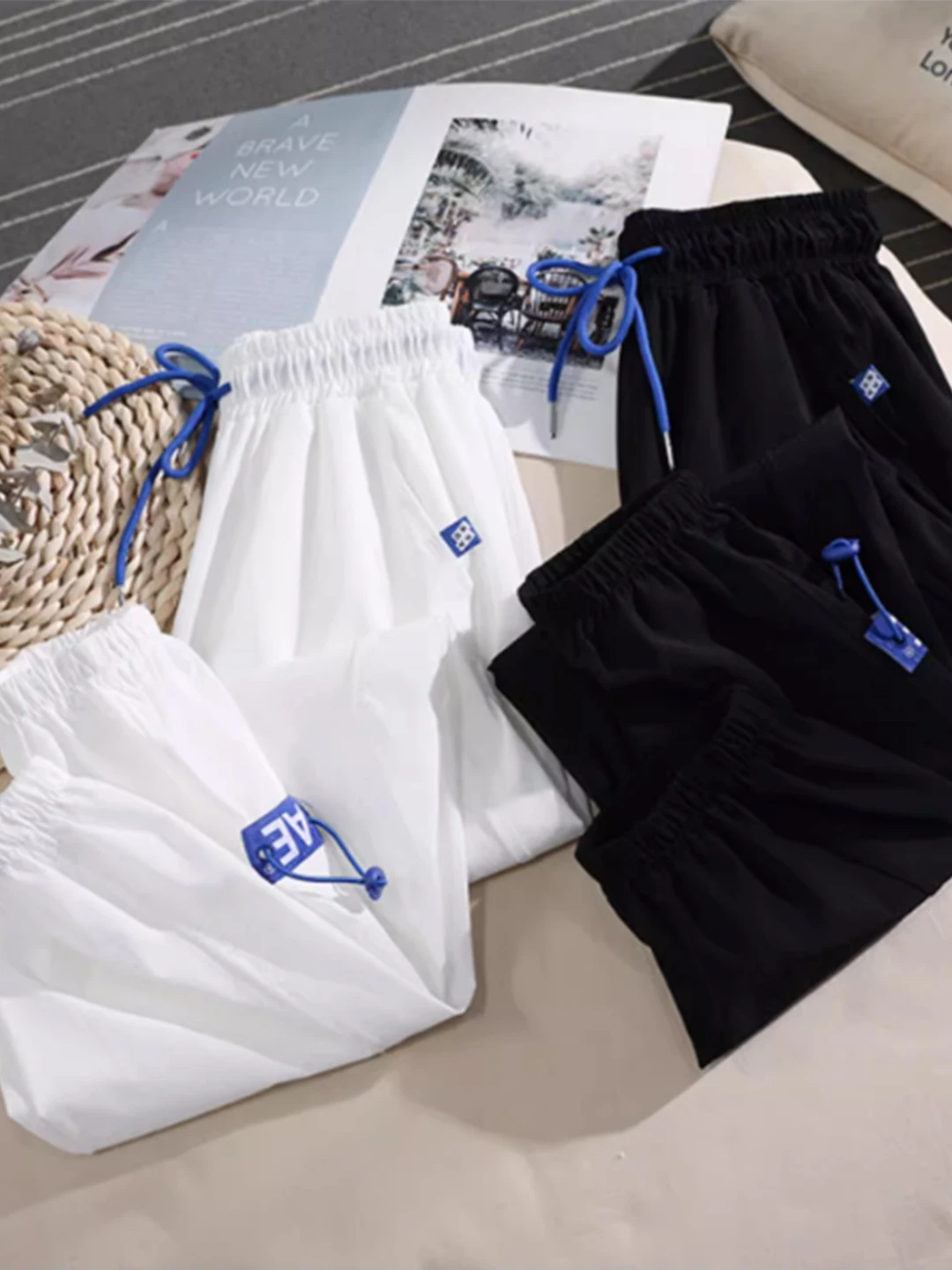 

Спортивные брюки Qui Dry Ice Silk, женские свободные летние тонкие модные утягивающие повседневные брюки с защитой от комаров, девять точек