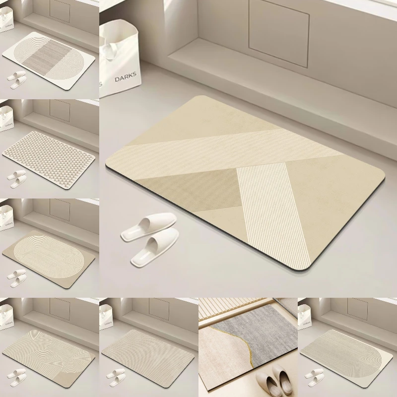Minimal gestaltete Bodenmatte für Badezimmer, Kieselgur, Teppich, saugfähig, rutschfest, für die Küche, schnell trocknend, für Eingangstür, Bodenmatte