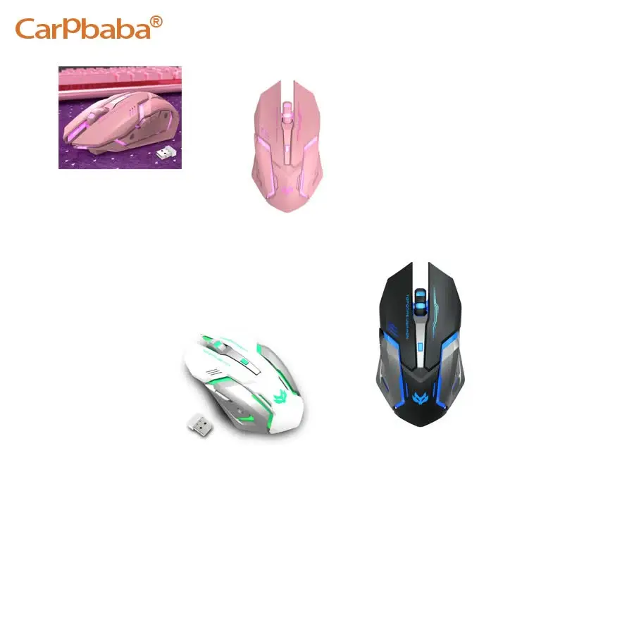 PT1T1 souris de jeu rose souris sans fil 2.4G souris d'ordinateur muet mignon rétro-éclairage USB souris sans fil Rechargeable pour PC IOS ordinateur portable