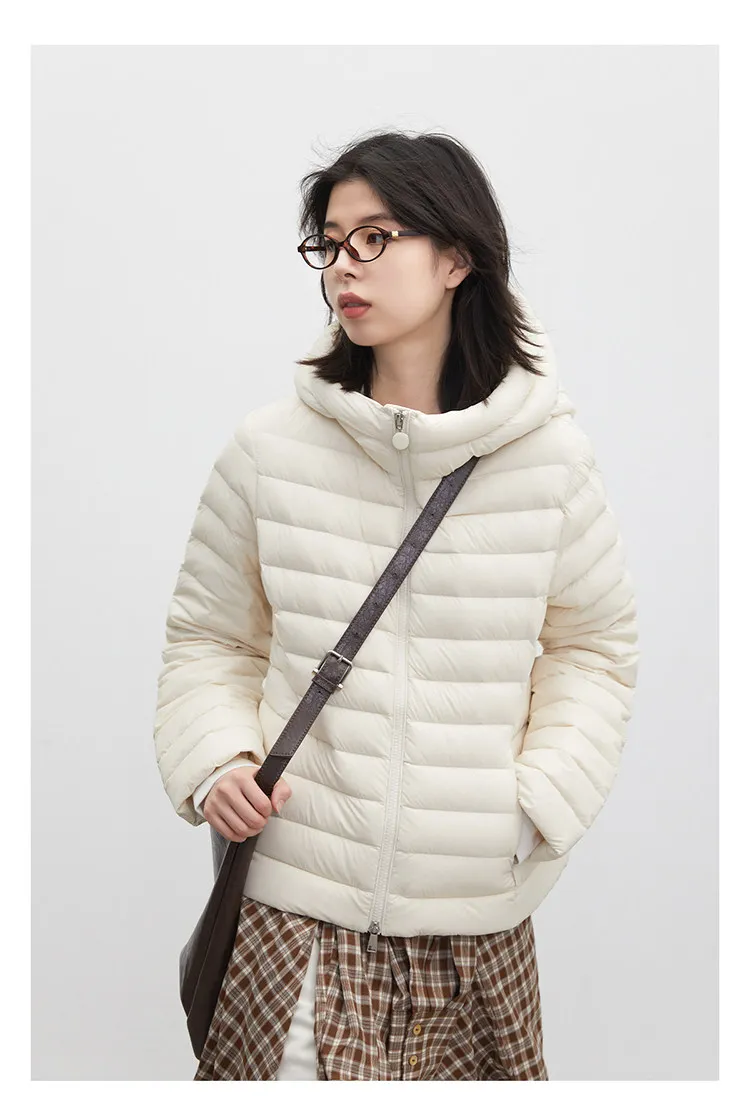 CHIC VEN Women's Down Coats Solid Hooded Female 90 White Down Jacket Slim Lightweight Warm Casual Overcoat Autumn Winter 2026