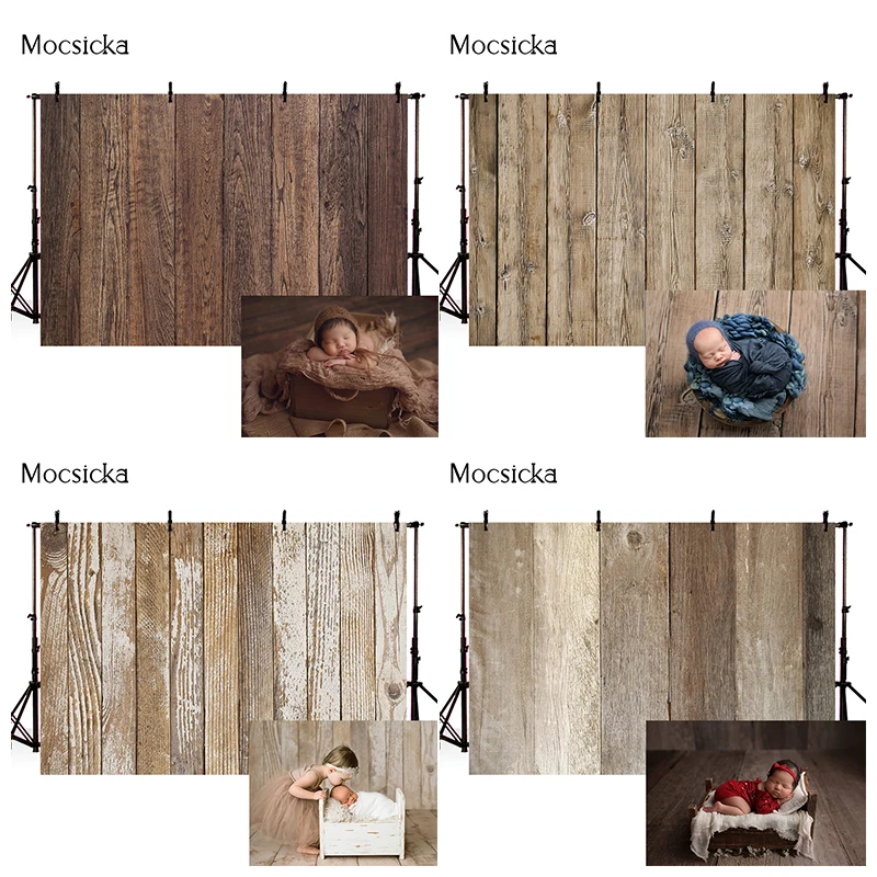 Vintage Wood Floor Photography Backdrops Newborn Baby Shower Photo Background Cake Smash Birthday Party Studio Decor Photo Props