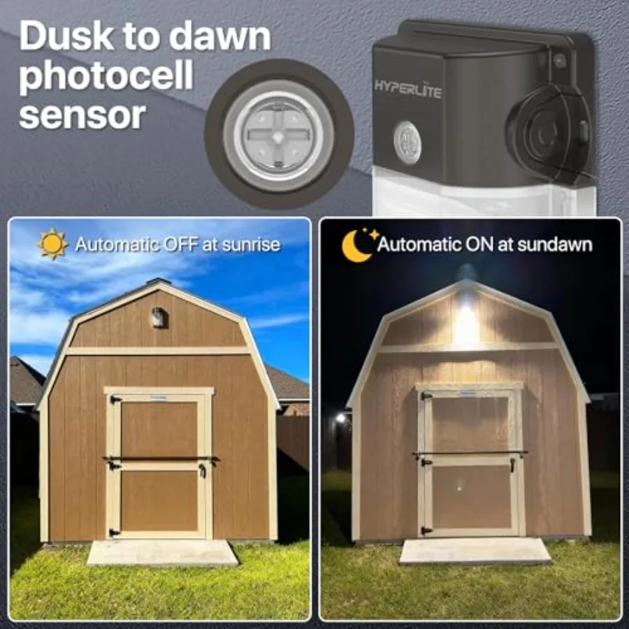 LED Wall Pack Light: 30W 3600lm 5000K Daylight Outdoor Wall Lights with Dusk to Dawn Sensor - 120Vac IP65 Waterproof Outdoor Se