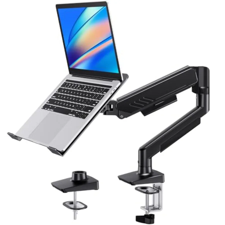 

2 in 1 Function Laptop Mount with Tray Fits 13-34″ Monitors and Up to 17″ Notebook Ergonomic Laptop Arm with Full Motion Adjust