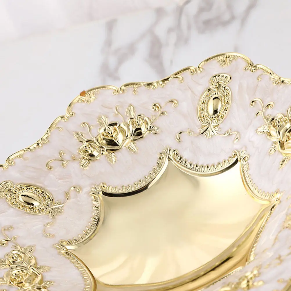 Chic European Style Fruit Bowl Alloy Snack Serving Plate for Dried Fruits Candies Sweets Desserts Party Birthday Wedding Food