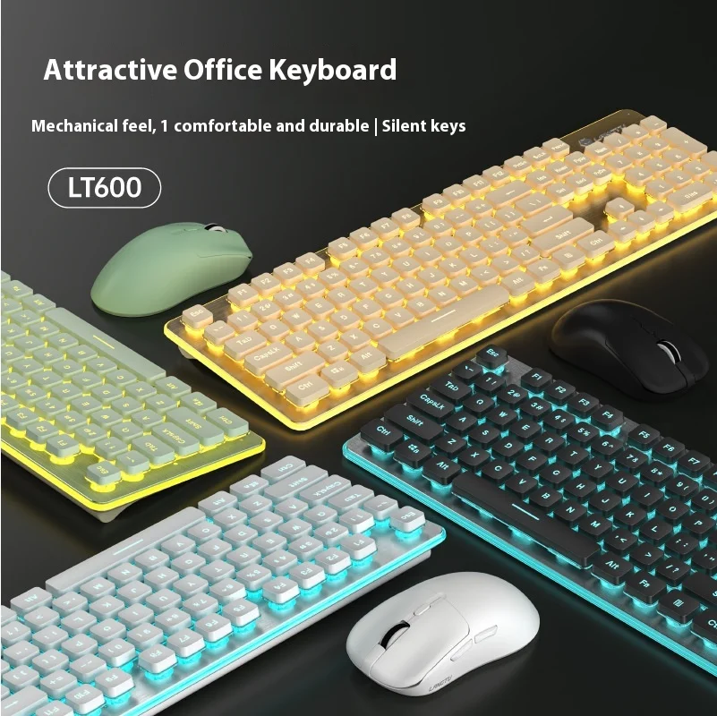 

Wolf Trail LT600 Wireless Silent Film Keyboard Mouse Set For Desktop Laptop Gaming Office Use Durable Computer Peripherals