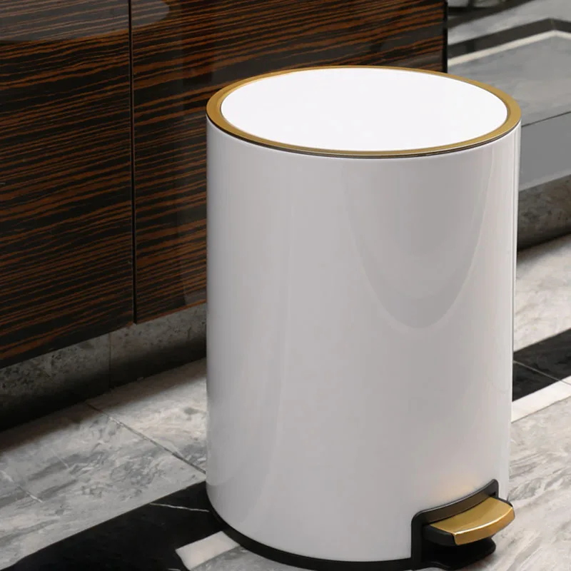 

Luxury Gold Trash Can Office Pedal Toilette Dustbin Trash Can Toilette Portable Smart Tools De Poubelle Garbage Bin For Dustbin