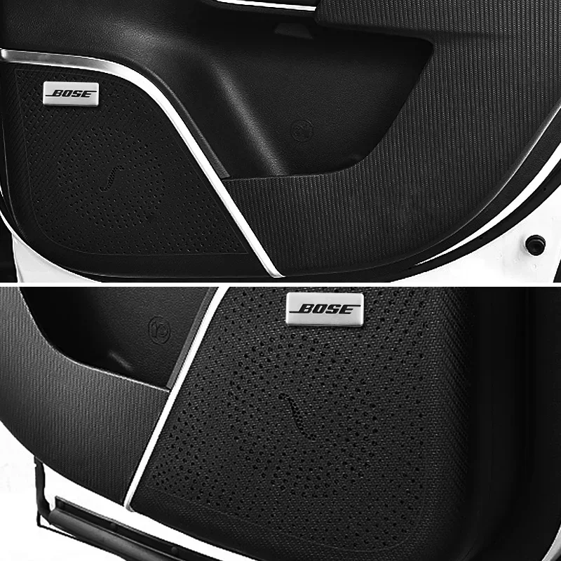 4/10 lencana audio mobil aluminium, stiker dekoratif lencana audio mobil 3D aluminium, stiker dekoratif konsol tengah.