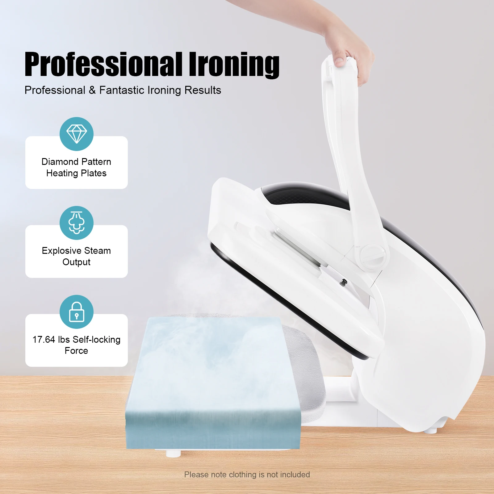 1600W Intelligent Steam Press Digital Steam Press W/ Multiple Fabric Settings Garment Steamer Electric Iron Press
