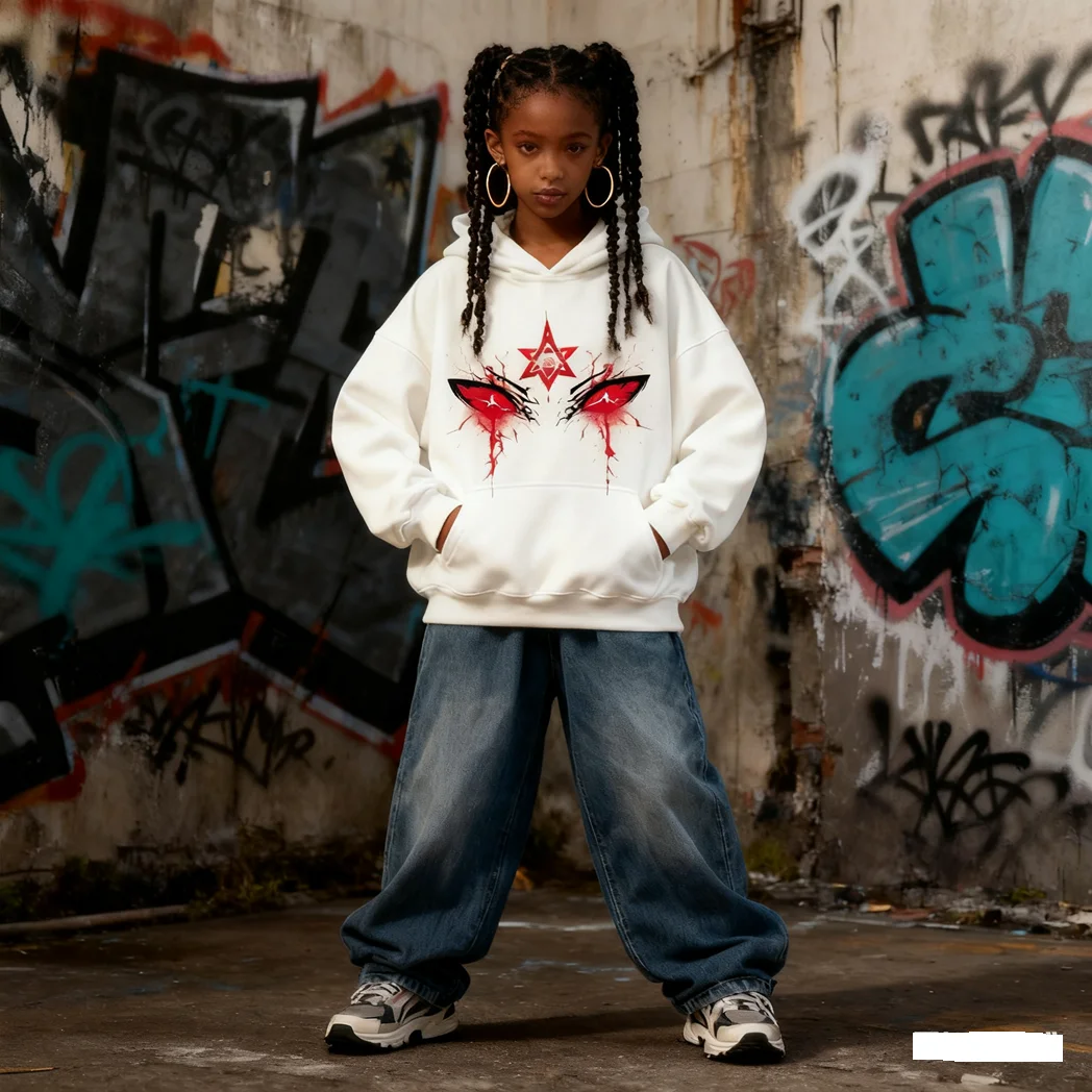 

Devil's Eye Print Men's Cotton Hoodie American Streetwear Hip Hop Winter Warm Pullover High Street Retro Loose Fit Jacket