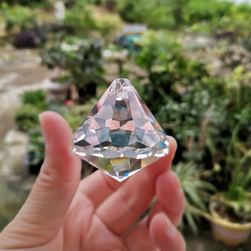 2pcs Clear Octagonal Drop Ball Crystals Prism Suncatcher Chandelier Crystals Parts Beads Garland Hanging Pendant Home Decor