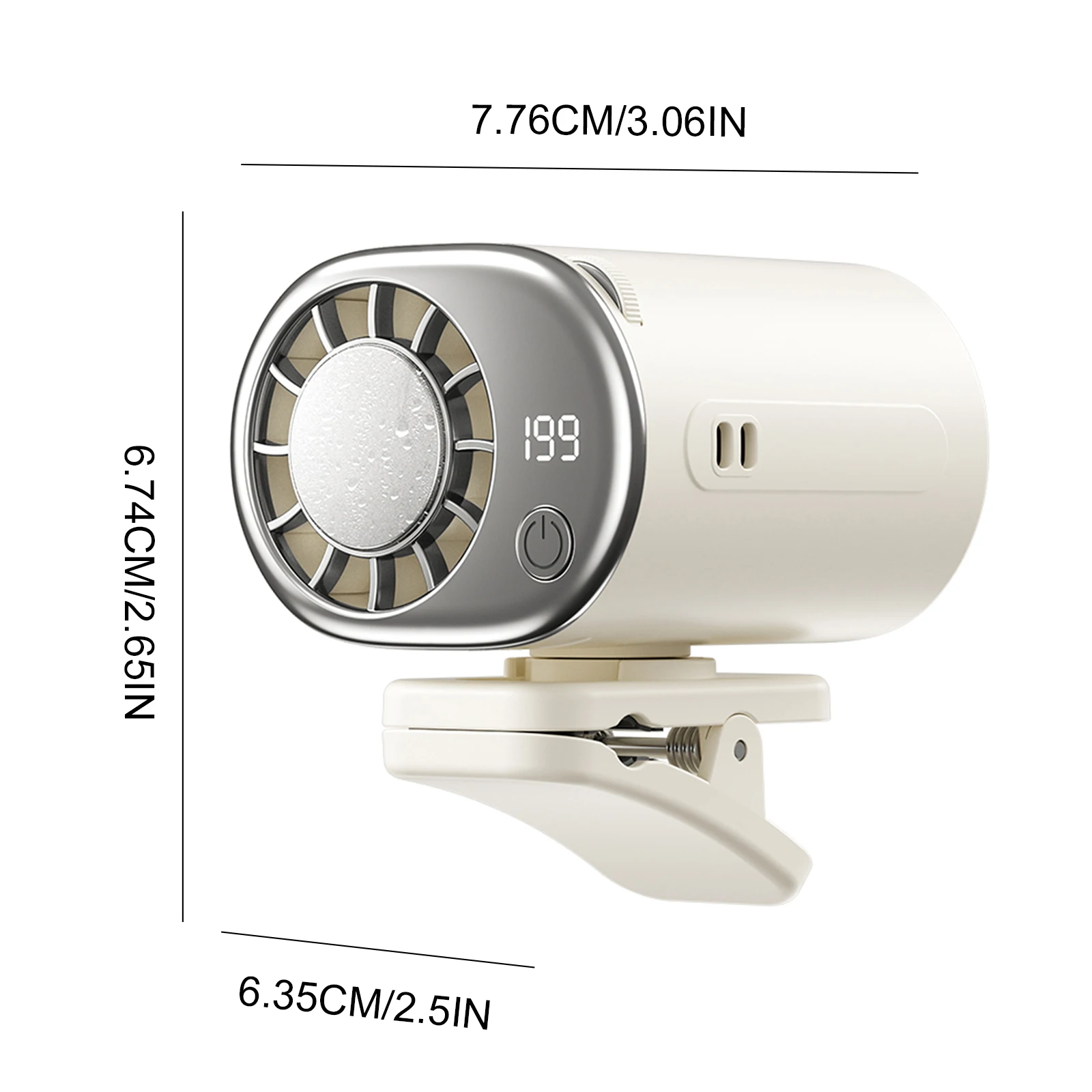 USB-Auto-Klemmventilator mit LED-Anzeige, drehbarer 360°-Lüfter für das Auto ° 199-fach drehbar, Geschwindigkeit einstellbar für Kleinkinder – Detail 8