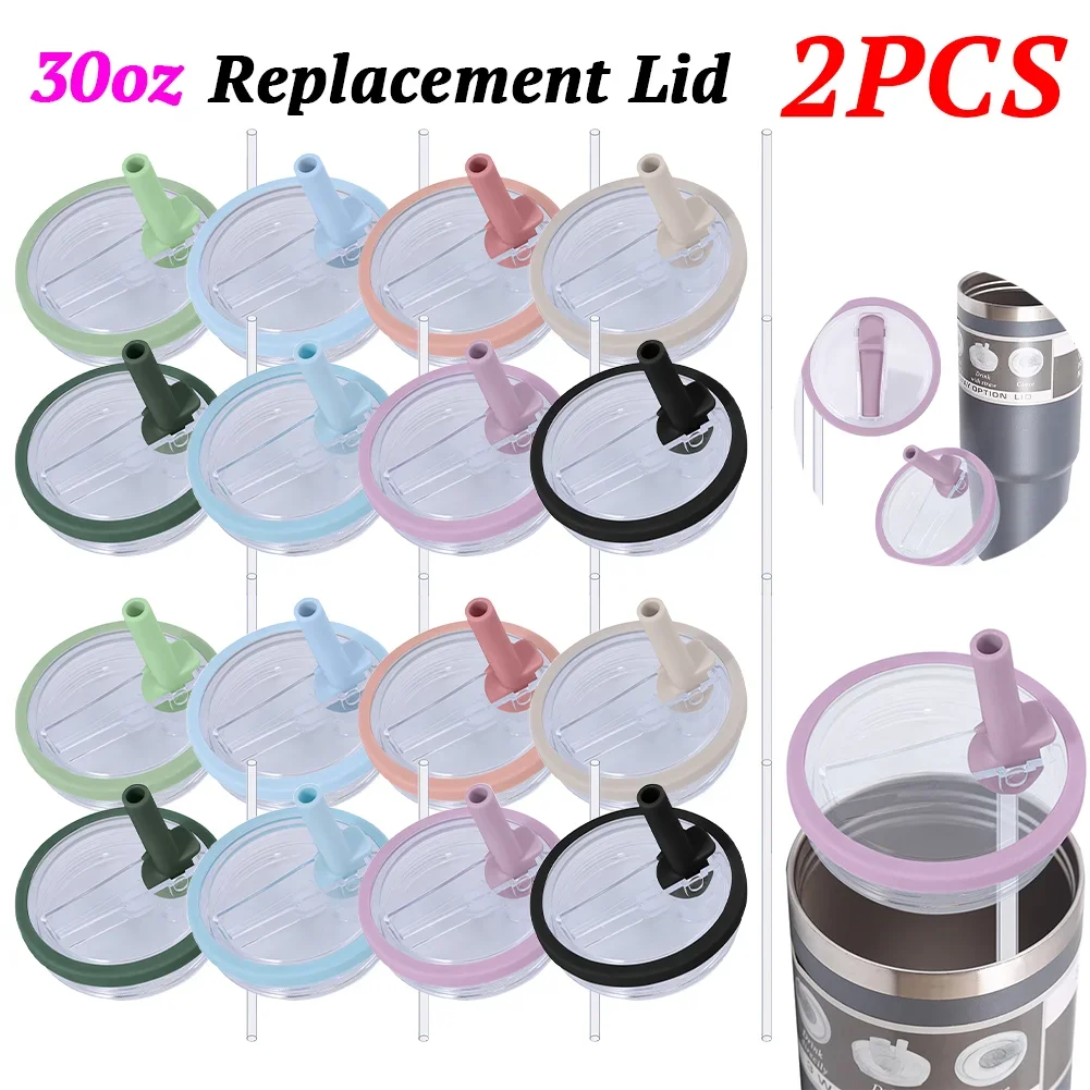 

2PCS 30Oz Tumbler Flip Straw Lid Spill Proof Reusable Tumbler Cover Splash Resistant Straw Cap 30oz Nana