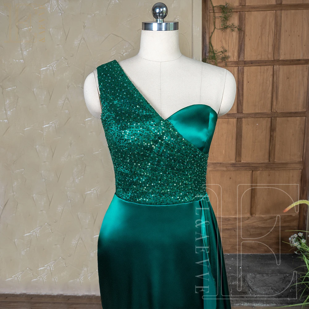 Emerald Green Satin Elegant Dress Women for Wedding Party Dresses One Shoulder Mermaid Bridesmaid Dress Woman Customized