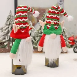 Christmas Decorations Sprite Figurines Gnomes Goblins Christmas Wine Bottle Cover For Party Dinner Table Decorations New Year