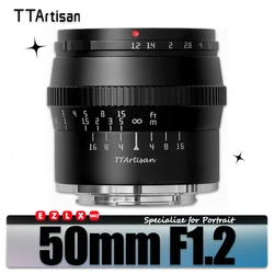 TTArtisan APS-C 50mm F1.2 Large Aperture Portrait Lens for Sony A6000 A6500 A7 A9 A7RIII Fuji X-T4 Canon M5 Nikon Z5