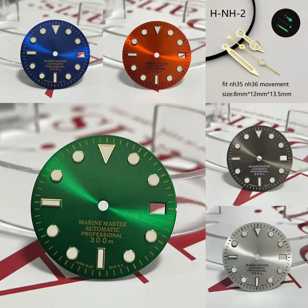 Heißer Verkauf 28,5 mm Green Glow SUB Schwarz Grün Blau s Logo Zifferblatt Silber Gold Gold Nadel