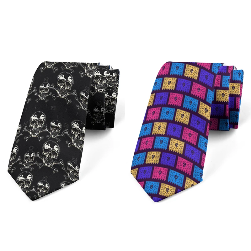 ออกแบบใหม่แฟชั่น Skull Tie 3D การพิมพ์ผู้ชายธุรกิจอย่างเป็นทางการ Tie 8ซม.เสื้อเชิ้ตรัดรูปฮาโลวีน Novelty Cool polyest