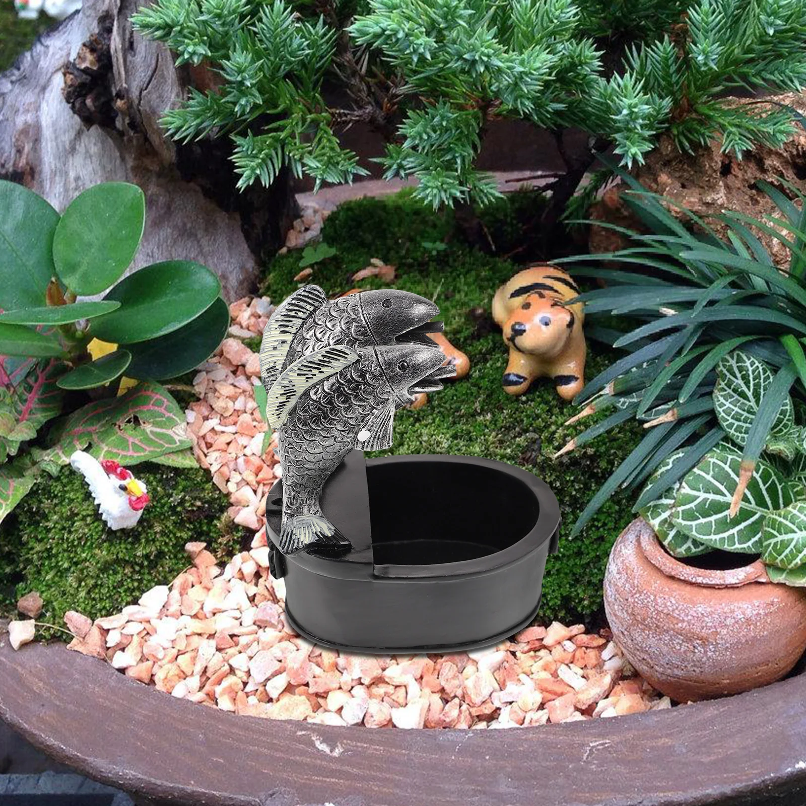 

Pisces Running Water Ornaments Resin Fountain Jar Home Decor Garden Outdoor Indoor Automatic Water Feature Art