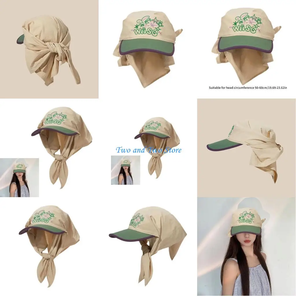 

HX6F Tie Turban Baseball Caps Breathable Beach Getaways Hot Day Hat for Adult