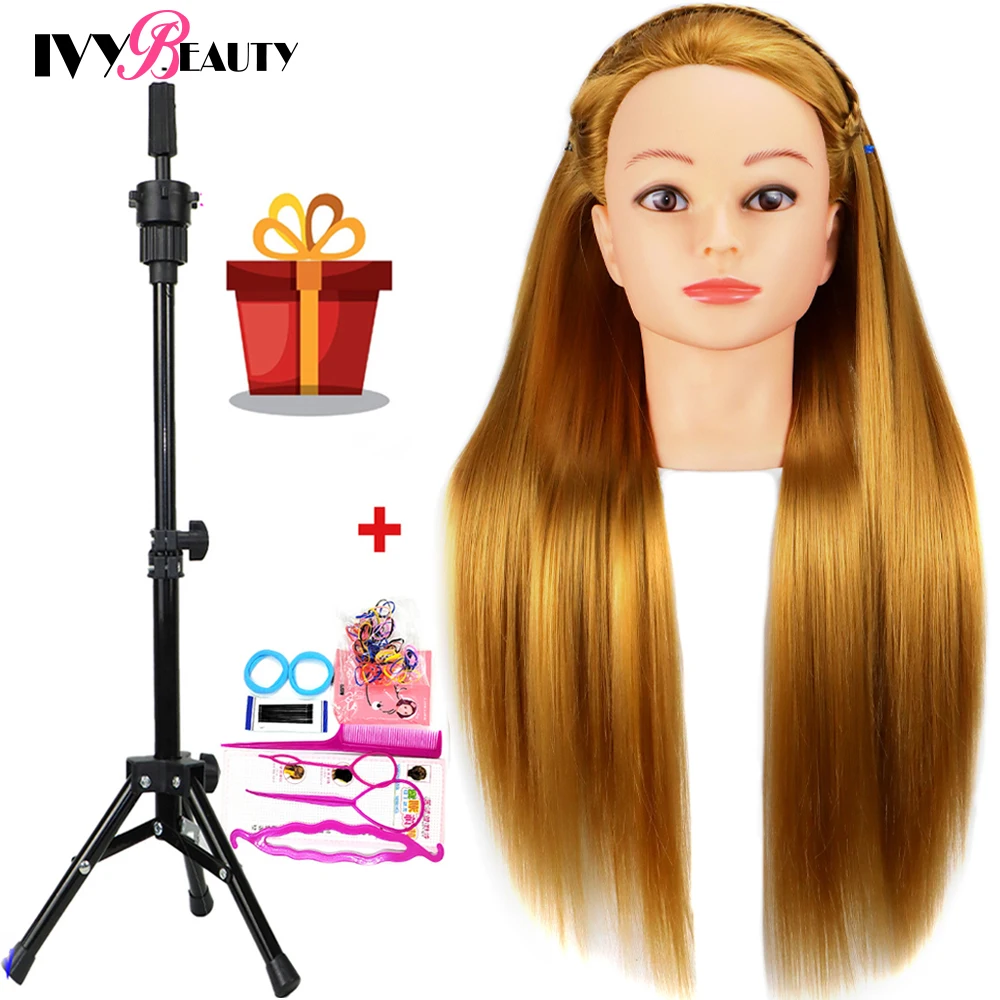 New Professional Styling Head Synthetic Mannequin Hair For Dolls Head Hairdresser Training Cosmetology Head With Diy BraidingSet