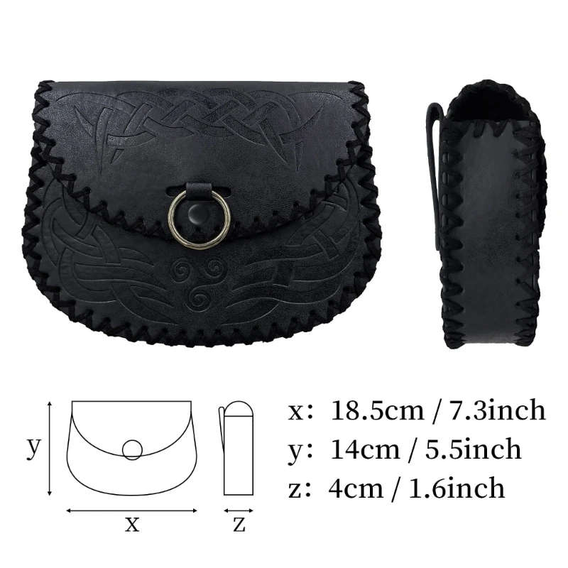 Vintage Medieval Waist Pack Waist Bag Leather Medieval Embossed Belt Bag Pouches Waist Belt Coin Bag Vintage Pouches Bag