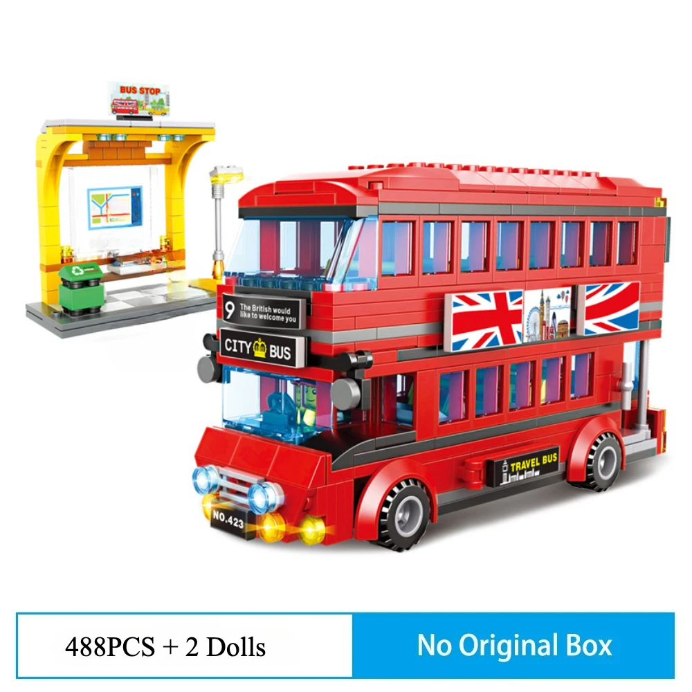 City Technical Yellow Delivery Transport Truck ‌ Bausteine Grün Blau Bus Station Modell Spielzeug für Kinder Urlaub Geschenke – Detail 5