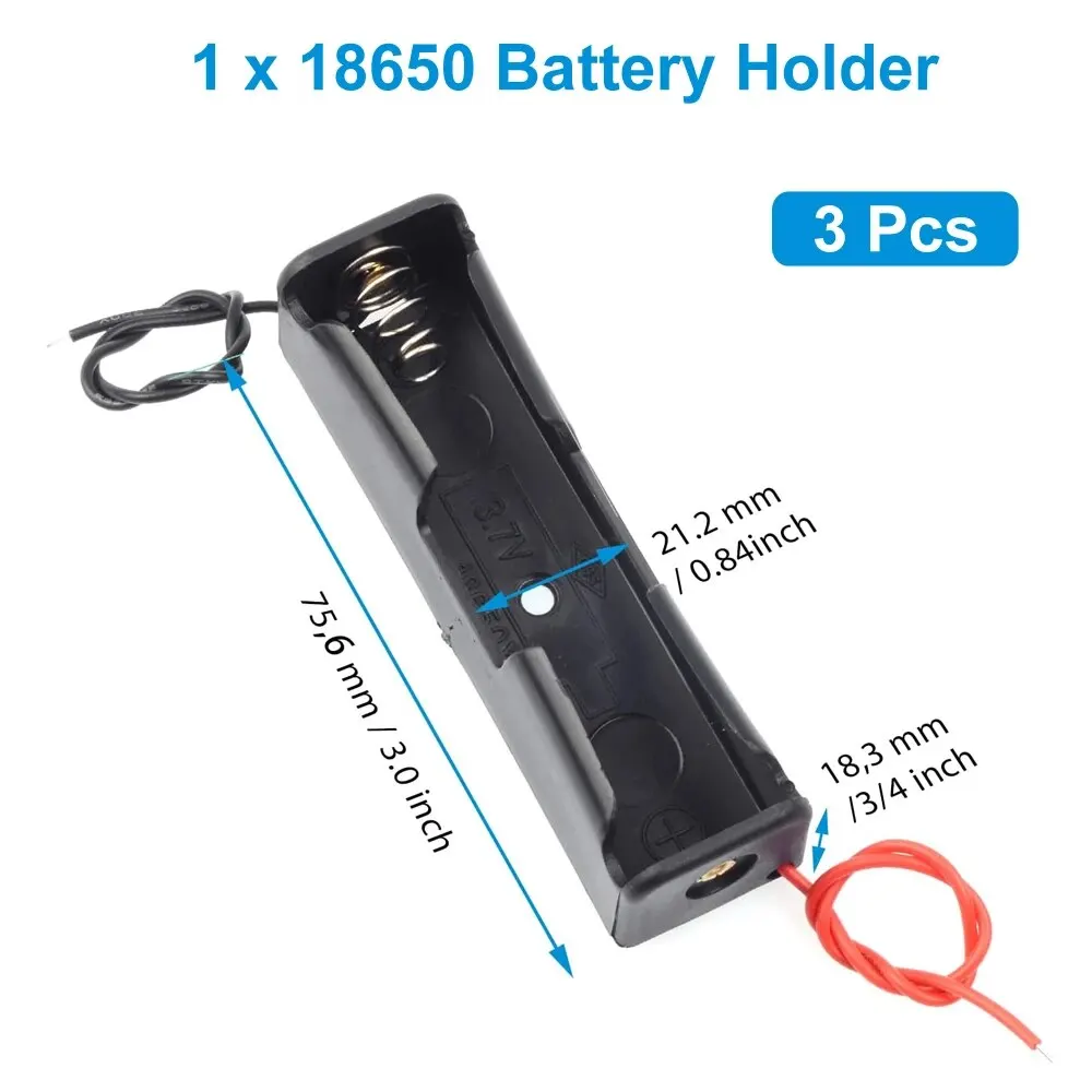 3 stks 18650 Batterij Houder Doos 1 Slot 3.7 V Batterij Opbergdoos 1/2/3/4 Mobiele Plastic Container met Sluit Zwart Rode Draden