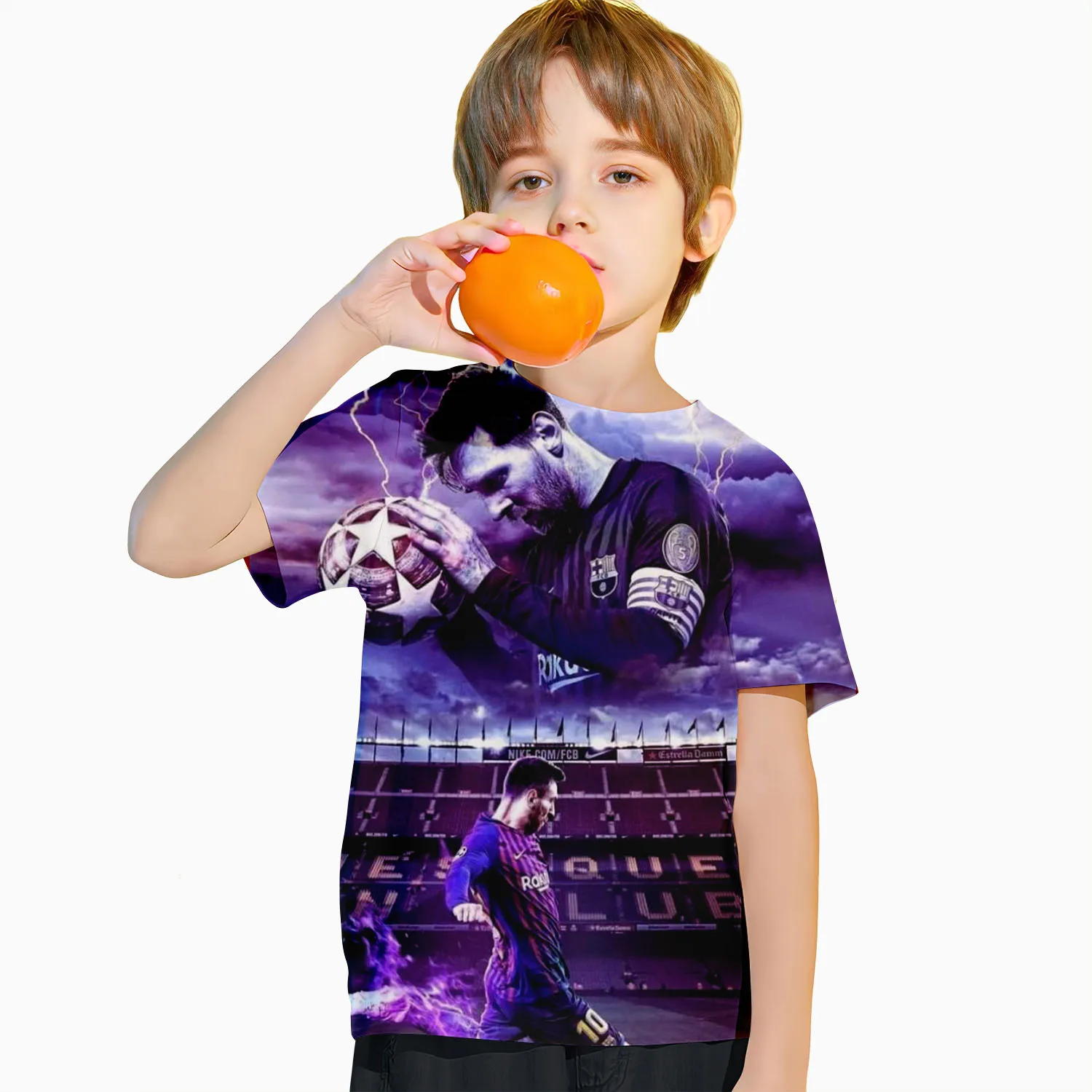 3D Printed Cristiano Ronaldo Football Star Boy Round Neck Short Sleeved T-shirt Fashion New Top for Children's Clothing Summer