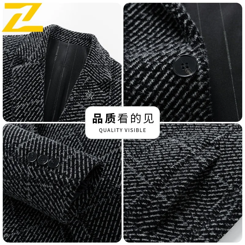 COMXZ Men Long Sleeve Windbreaker Thicken Business Casual Mid Length Chenille Coat Outdoor Tactic Fleece Lining Sportwear 2025