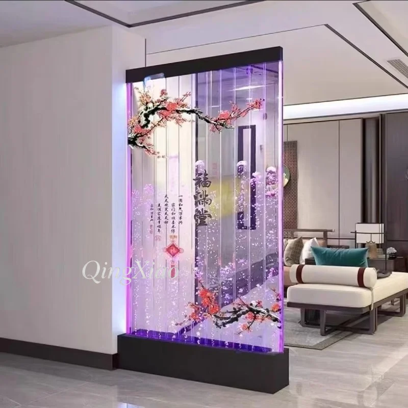 Custom Printed Bubble Water Wall Partition Indoor Space Divider Hotel Salon Waterscape Decor Screen Craft Personalized Image