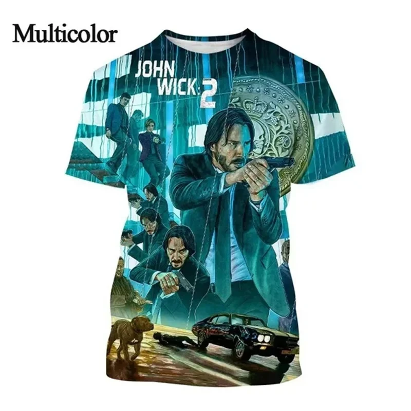 Classic Movie John Wick Keanu Reeves Print T-shirts For Men/Women 3D Casual Short sleeve O-Neck T shirt Plus Size Streetwear Tee