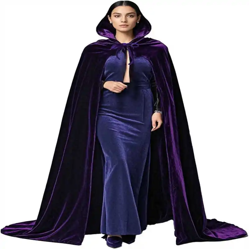 loween Wizard Robe with Hood Large Skirt Long Role-Plang Witch Costume  Spell Polyester Material Women's Faion