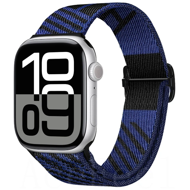 Correa de nailon a rayas para Apple Watch 49mm 46mm 45mm 44mm 42mm 41mm 40mm pulsera ajustable iWatch Ultra 10 9 8 7 6 5 4 SE