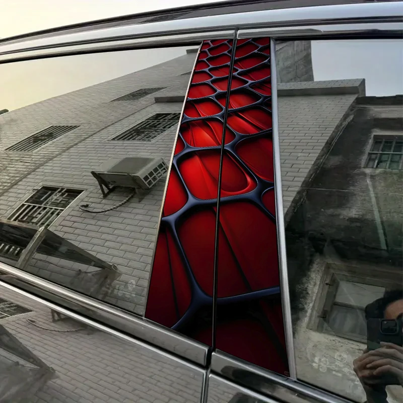 

2 pieces, B-pillar car stickers Reflection, red, texture. Protective film, suitable for all vehicle models