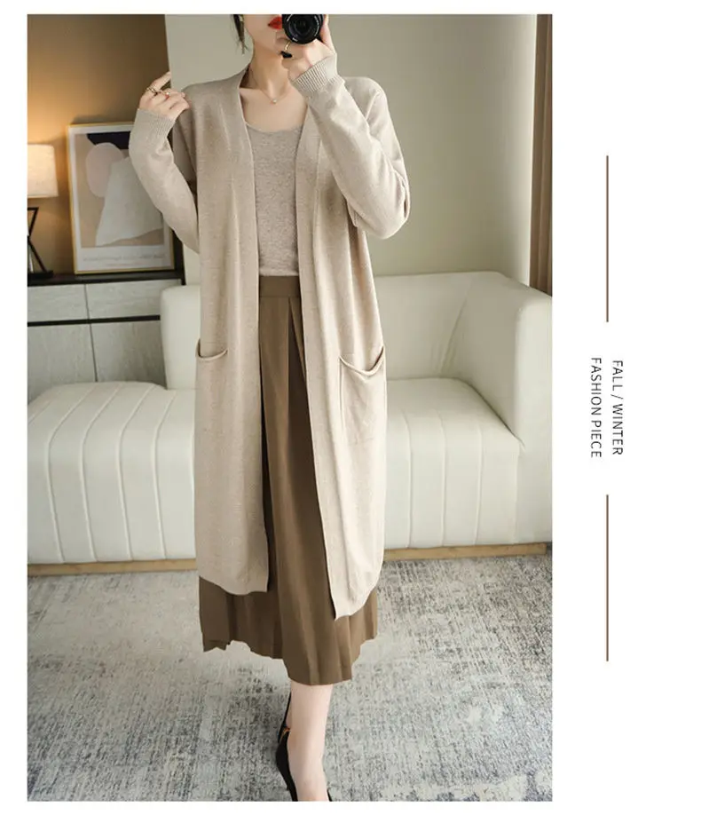 

Удлиненные кардиганы для девочек и женщин: теплые зимние джемперы, изысканные флисовые оверсайз-куртки средней длины с длинными рукавами, защищающие от холода